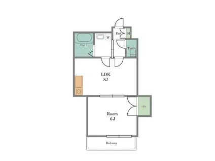 メゾン宮本(1LDK/2階)の間取り写真