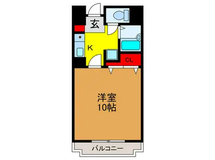 セブンスヒル2(1K/4階)の間取り写真
