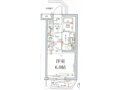 CREVISTA北千住(1K/4階)の間取り写真