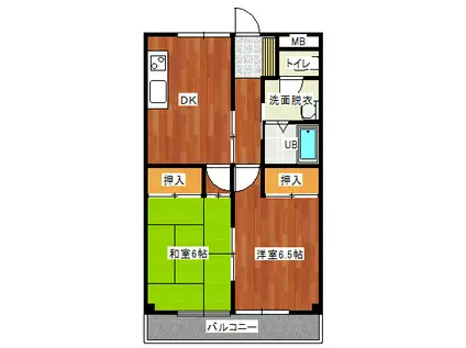 マイン・ホフ若木館(2DK/2階)の間取り写真