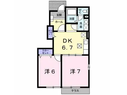 パークメゾン(2DK/1階)の間取り写真