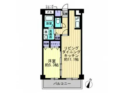 セレ グレージュ(1LDK/2階)の間取り写真