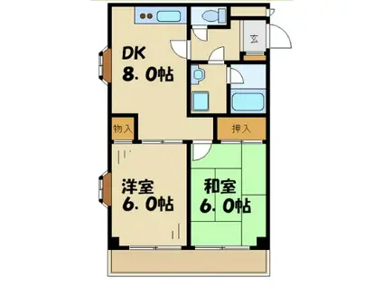 日栄ビル(2DK/4階)の間取り写真