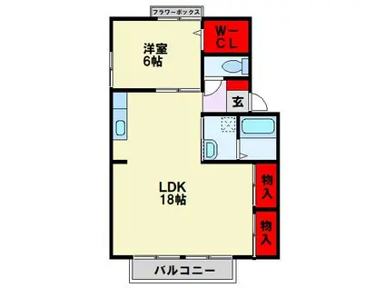 プレジールますみ(1LDK/2階)の間取り写真