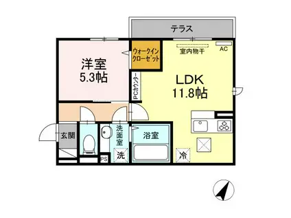 D-ROOM寺家駅前A・B A棟(1LDK/1階)の間取り写真