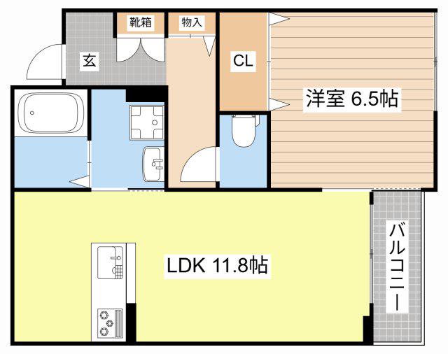シャーメゾン ピュアワン(1LDK/2階)の間取り写真