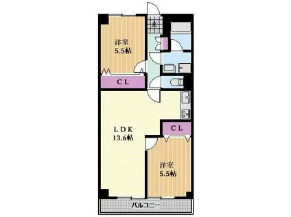 ランドハウス汐路(2LDK/3階)の間取り写真