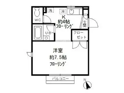 京王井の頭線 久我山駅 徒歩2分 2階建 築29年(1K/1階)の間取り写真
