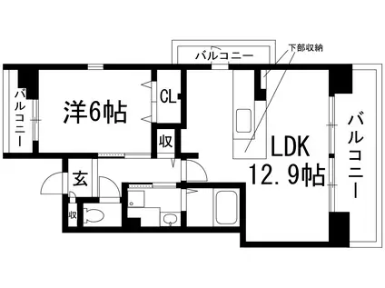 グリーンヒルズ仁川 5号棟(1LDK/5階)の間取り写真