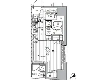 プロスタイルウェルス早稲(1K/5階)の間取り写真