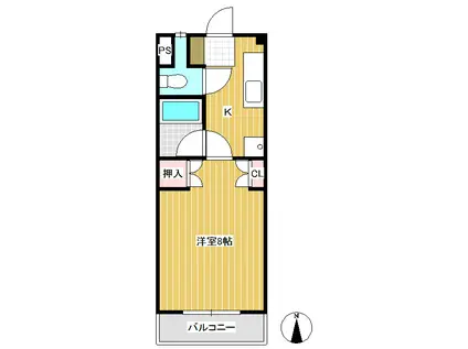 ラ・ヴィアンローズII(1K/2階)の間取り写真