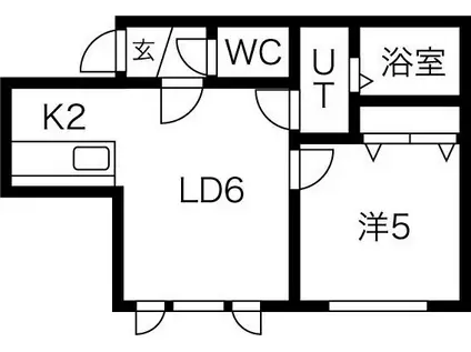 フォレスト栄通(1LDK/2階)の間取り写真