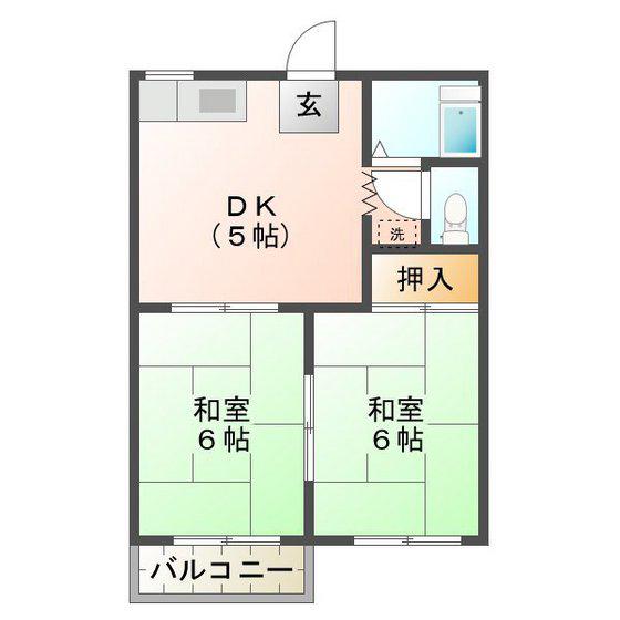 フォーブル平田(2DK/2階)の間取り写真