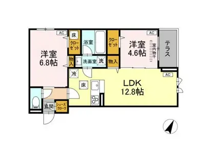 ASSET-COURT立川上砂町5丁目 A棟(2LDK/1階)の間取り写真