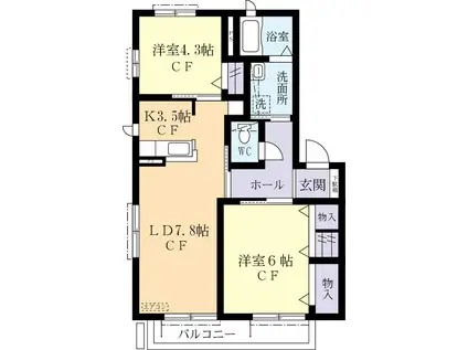 スピカハイツ(2LDK/2階)の間取り写真