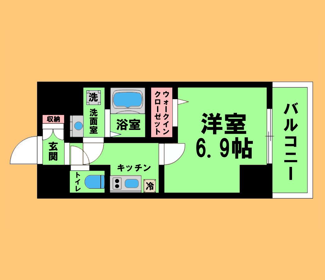CREST TAPP黒川(1K/8階)の間取り写真
