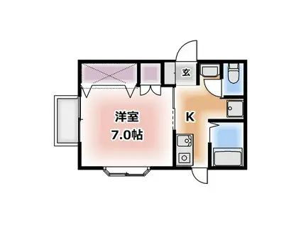 ラ・ヴェスタ・ハクシン(1K/2階)の間取り写真