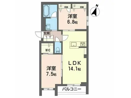 ジャルダンエスポワール(2LDK/3階)の間取り写真