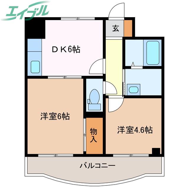 メゾンラポール(2DK/2階)の間取り写真