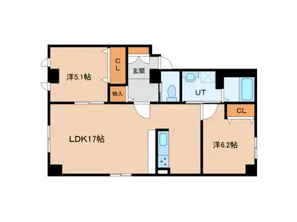 BETTER R 北斗(2LDK/1階)の間取り写真