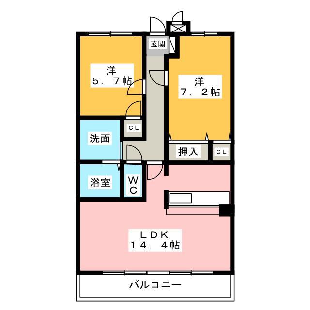 レジデンス柿下(2LDK/1階)の間取り写真