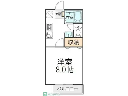 WINDS GARDENウインズガーデン(1K/1階)の間取り写真