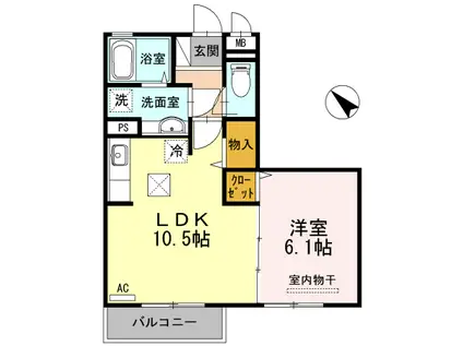 セントヴィレッジ(1LDK/2階)の間取り写真