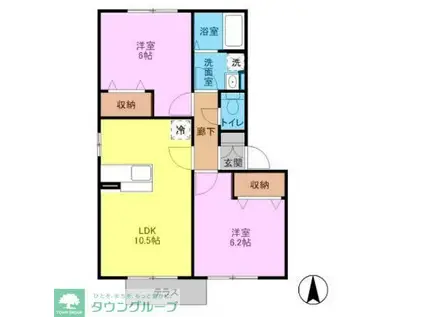 フレアウエスト(2LDK/1階)の間取り写真