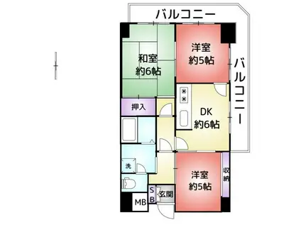 プリオーレ神戸(3DK/14階)の間取り写真