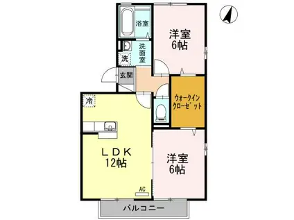 リビングタウン常盤公園B棟(2LDK/3階)の間取り写真
