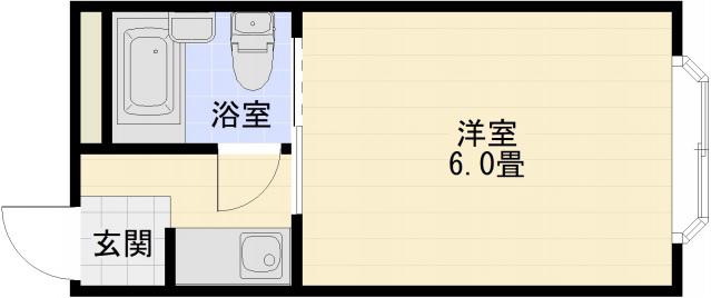 ロイヤル柏原(1K/2階)の間取り写真