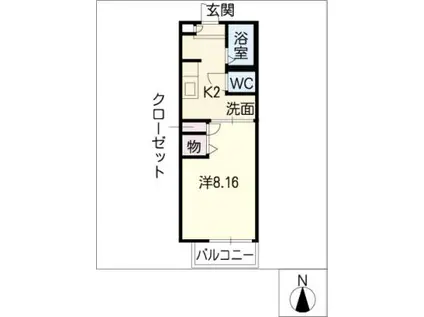 リバーレジデンス(1K/2階)の間取り写真