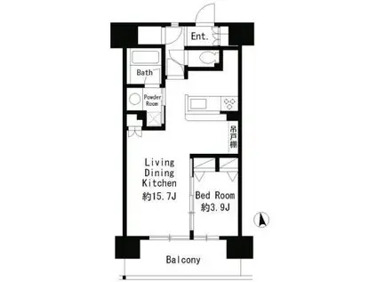 パークキューブ東品川(1LDK/7階)の間取り写真