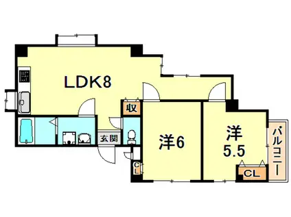 イースト御影(2LDK/4階)の間取り写真