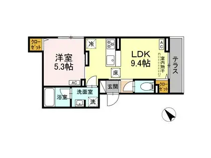 セレスティア堀切II II(1LDK/1階)の間取り写真