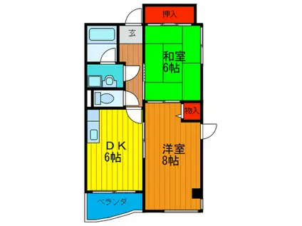 リバティ拓良(2DK/3階)の間取り写真