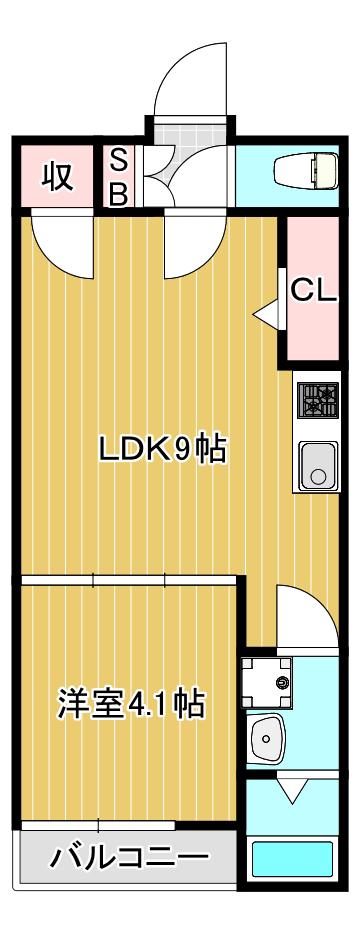 BELLハイツ守口(1LDK/2階)の間取り写真