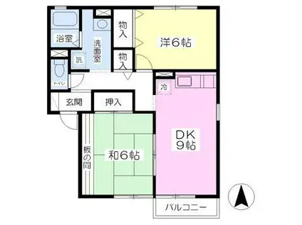 リバーサイド・アイルA(2DK/2階)の間取り写真