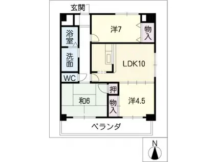 パークヒルズ東山(3LDK/1階)の間取り写真