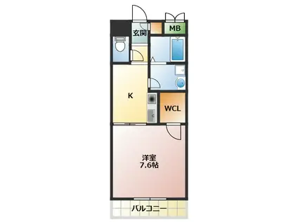 六甲ノースウエスト(1K/1階)の間取り写真