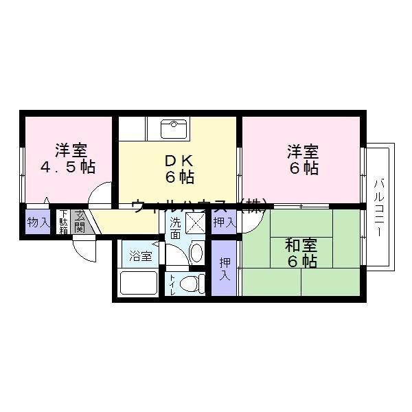 ハイツ北野(3DK/1階)の間取り写真