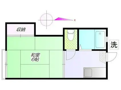 パインハイツII(1K/2階)の間取り写真