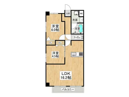 CREER RIVIEREIII(2LDK/9階)の間取り写真