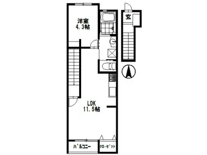POLARIS(1LDK/2階)の間取り写真