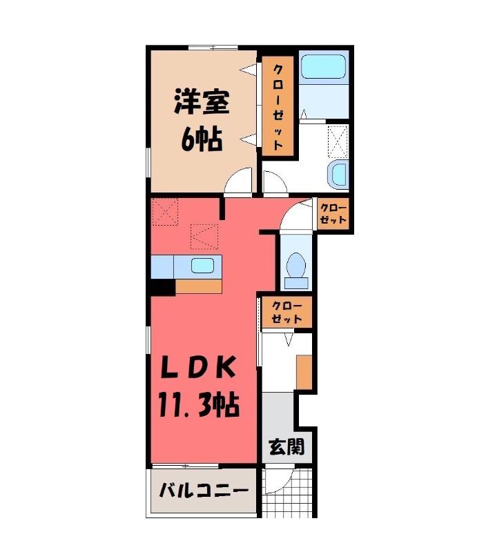 カーサ ジェリー(1LDK/1階)の間取り写真