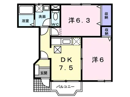 ハイツラフレシール(2DK/1階)の間取り写真