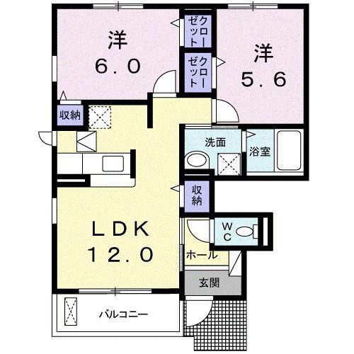 リバップ人来田(2LDK/1階)の間取り写真