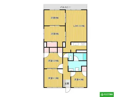 三和コーポ津守(5LDK/2階)の間取り写真