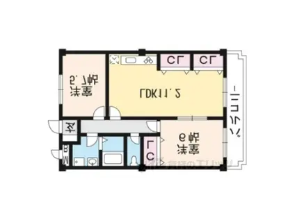 マロード月輪(2LDK/3階)の間取り写真