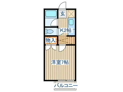 レジデンスけやき(1K/2階)の間取り写真